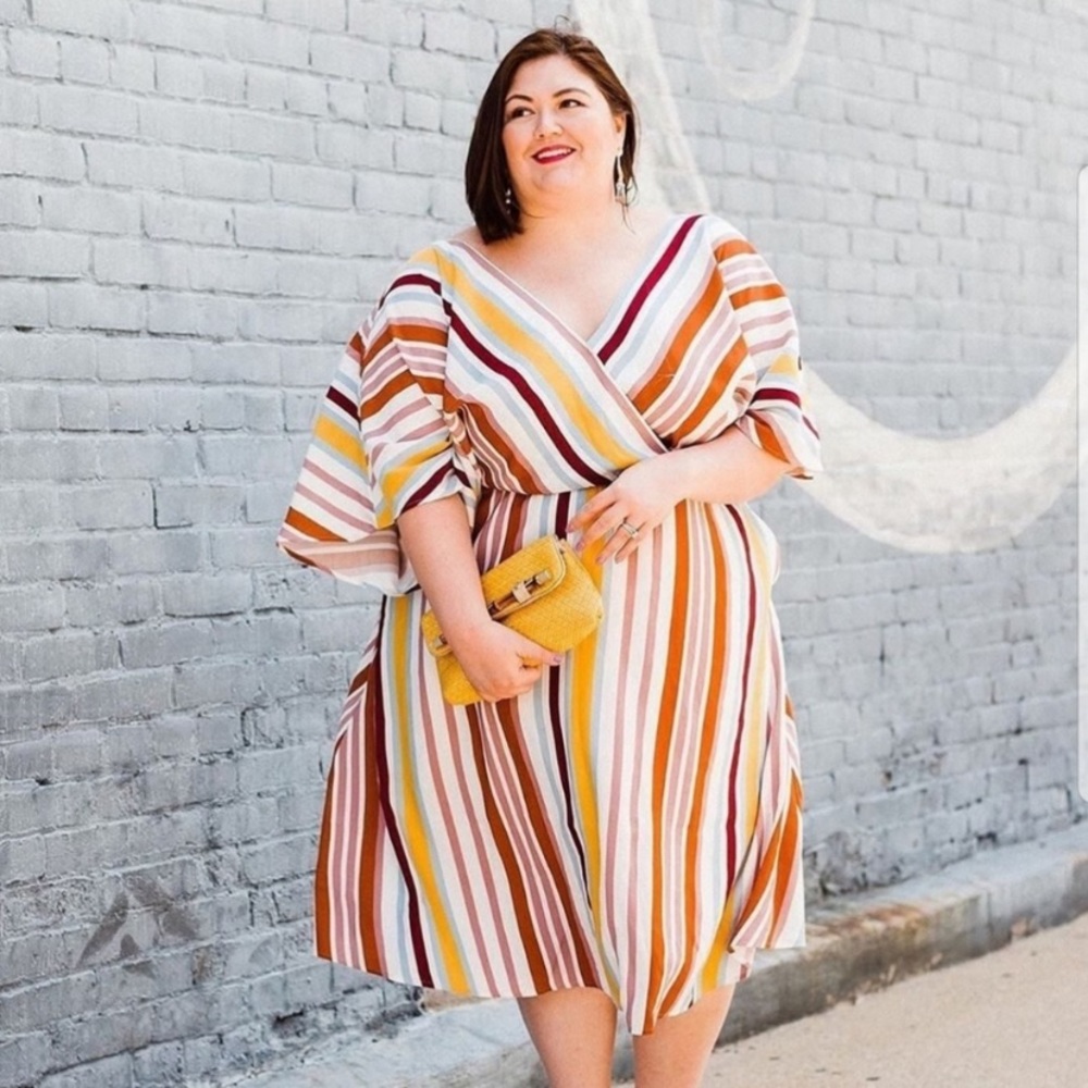 GORGEOUS ELOQUII striped dolman sleeve dress
